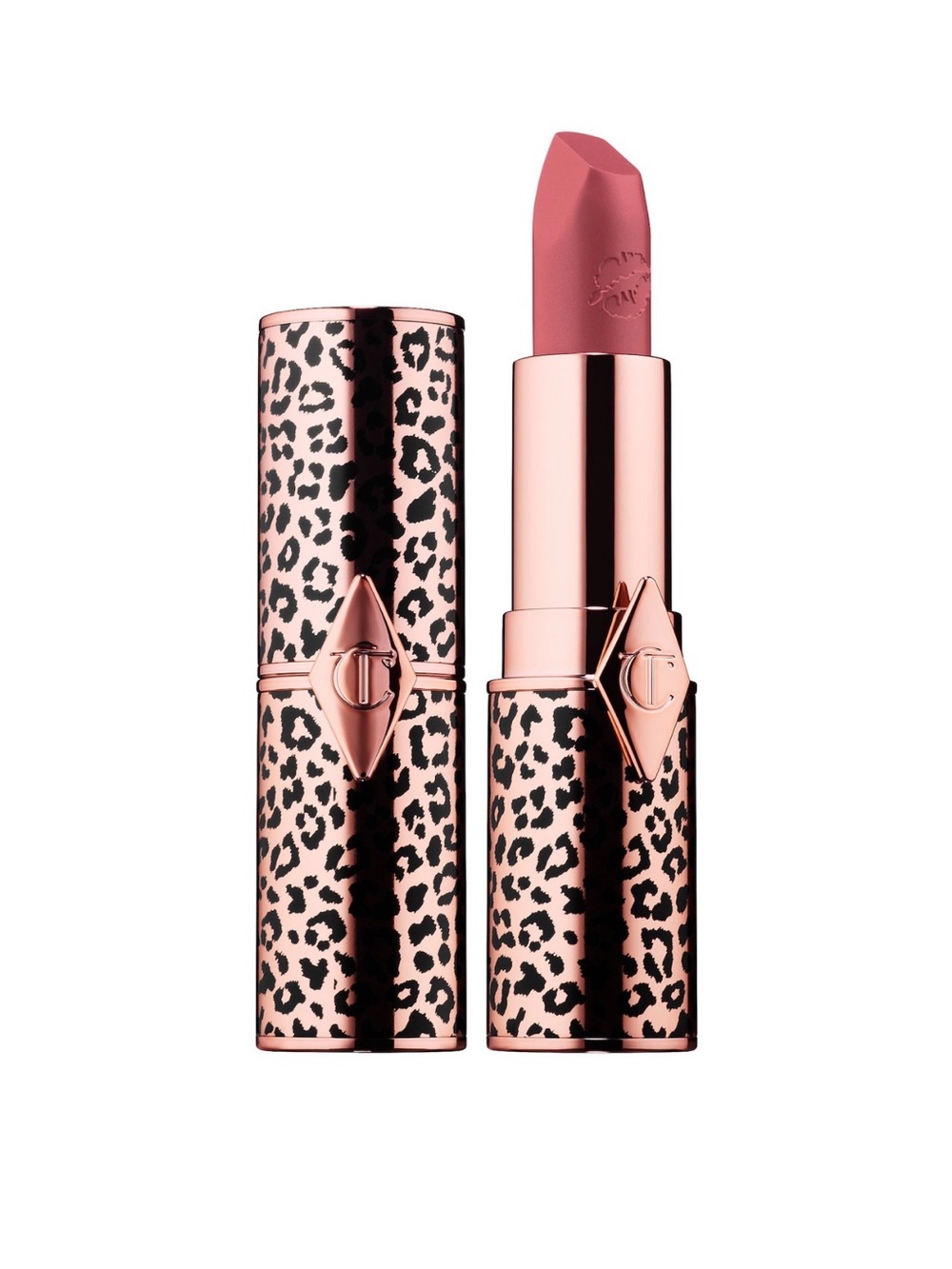 Charlotte Tilbury Matte Lipstick in Mauve Rose with Leopard Rose-Gold Case